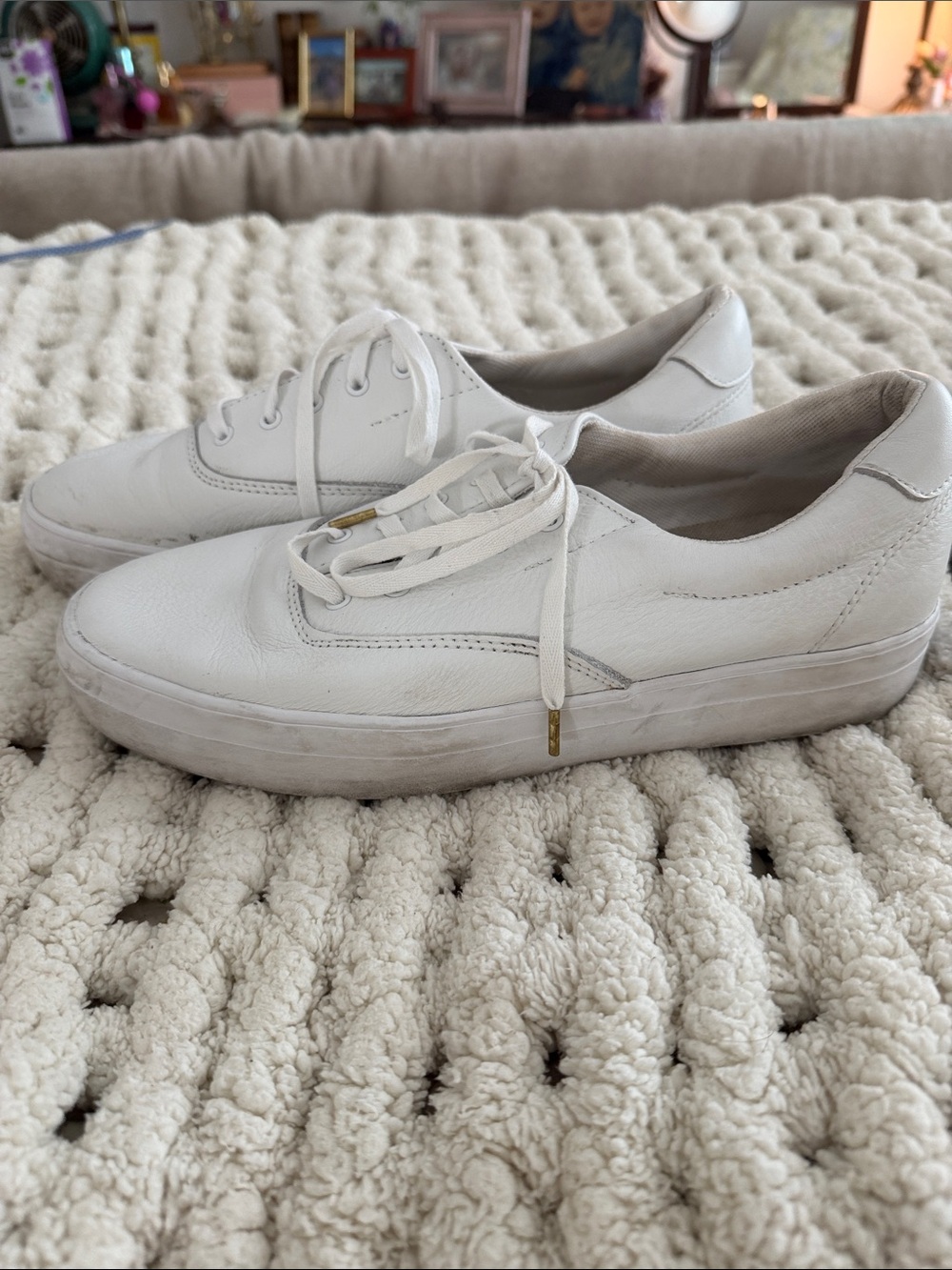 Keds White Leather  Lace-Up Sneakers - Picture 3 of 9